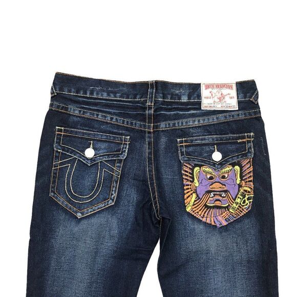 Brand New Vintage True Religion Embroidered Jeans Size 36 JOEY Blue - Picture 7 of 12
